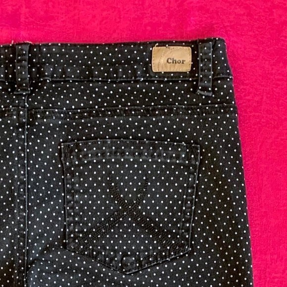 Vintage Chor 90’s black w/white Swiss polka dot jeans  - size 9 - Picture 9 of 11